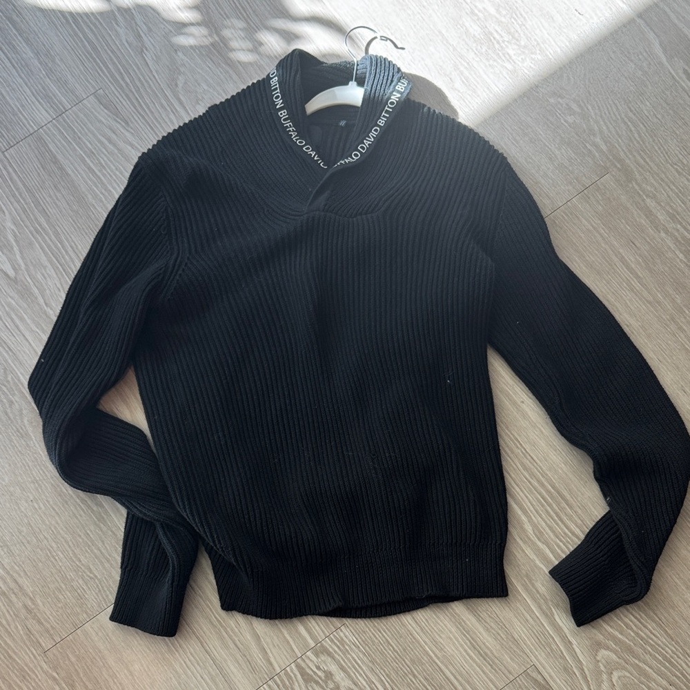 Buffalo David Bitton Black Textured Knit Top